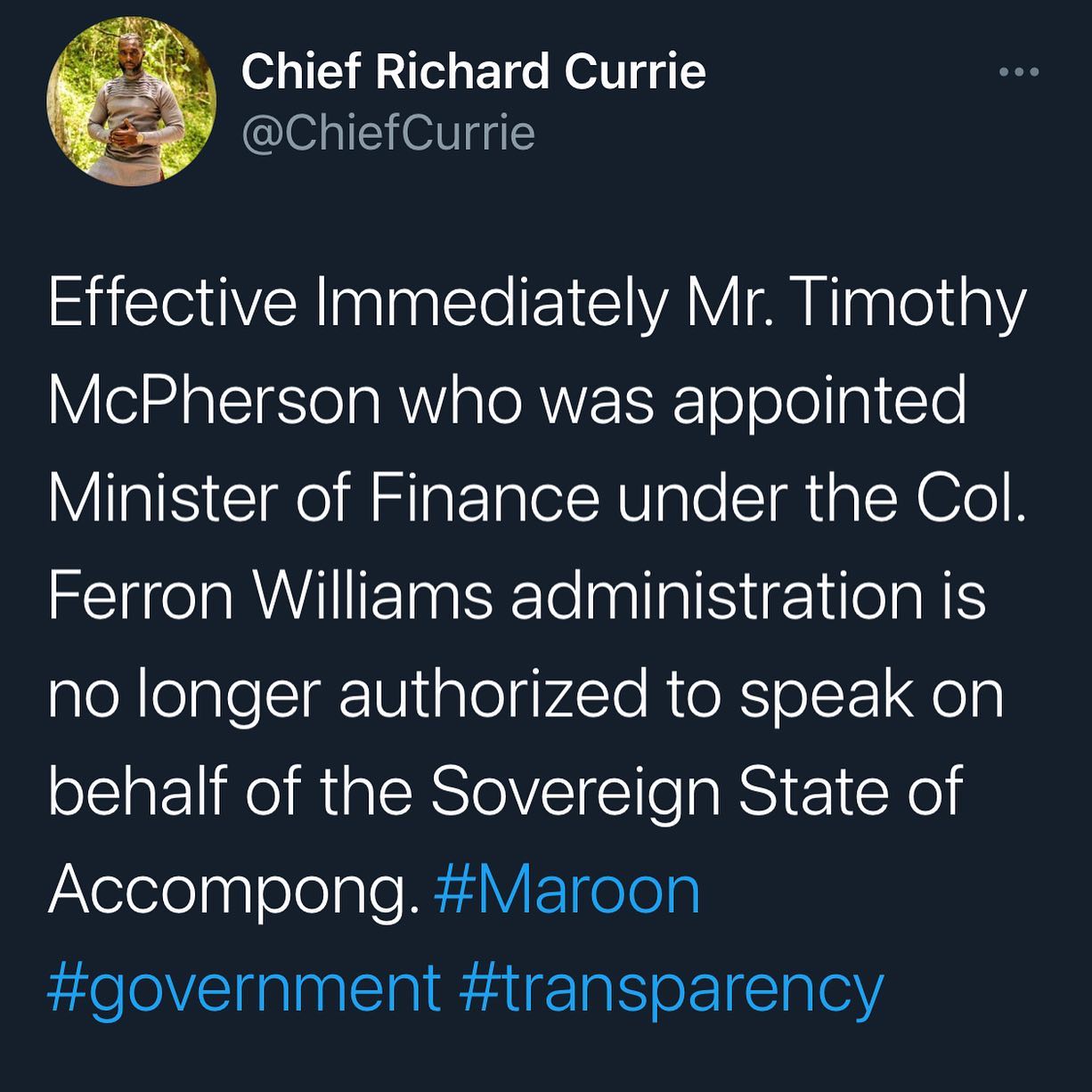 On March 4, 2021 Chief Richard Currie issued an executive action.